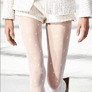 Chanel white logo tights, size small.Brand new in packaging, never worn.Sold out